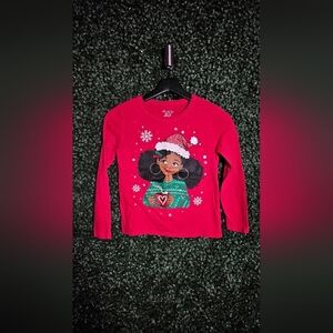 Place Red Long Sleeve Kids Tee with Festive Design